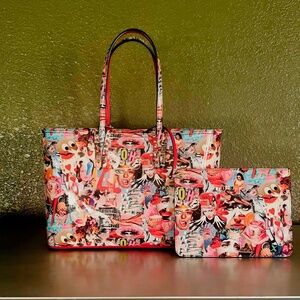 Christian Louboutin Cabata OH Xian  with Pouch Patent Leather Multicolor